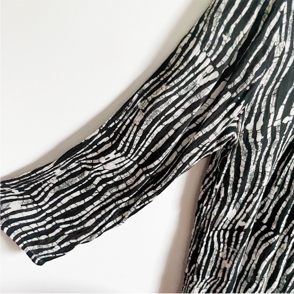 Raga Anthropologie tunic top black white zebra print stripes embroidery floral - Picture 4 of 9